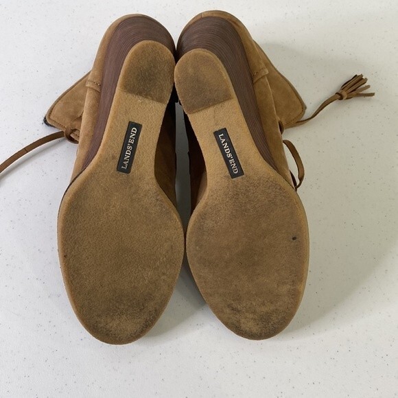 Lands' End Nubuck Tenley Wedge Booties Waterproof Lace Up Boot - Picture 8 of 16